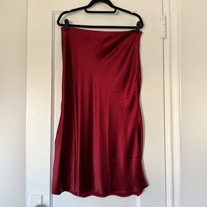 Madewell Dark Red Satin Midi Slip Skirt Size 14